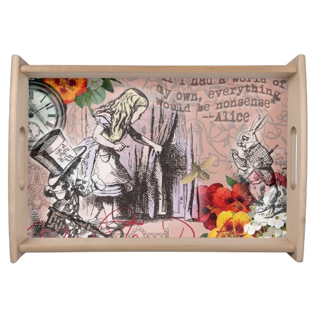 Alice nonsense curtain wonderland serving tray (Front)