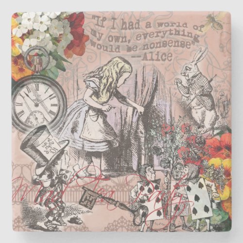 Alice nonsense curtain wonderland stone coaster