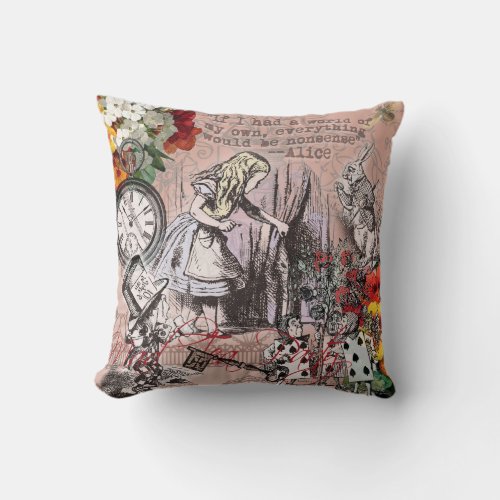 Alice nonsense curtain wonderland throw pillow