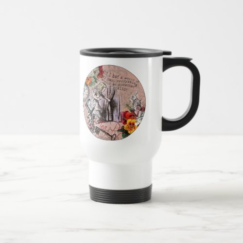 Alice nonsense curtain wonderland travel mug