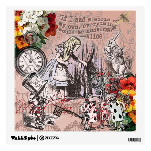 Alice nonsense curtain wonderland wall decal (Front)