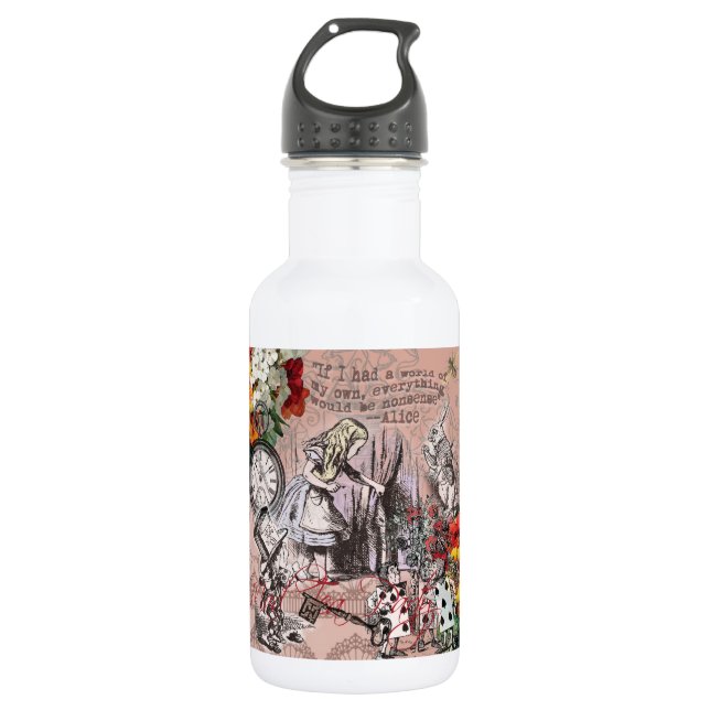 Alice nonsense curtain wonderland water bottle (Front)