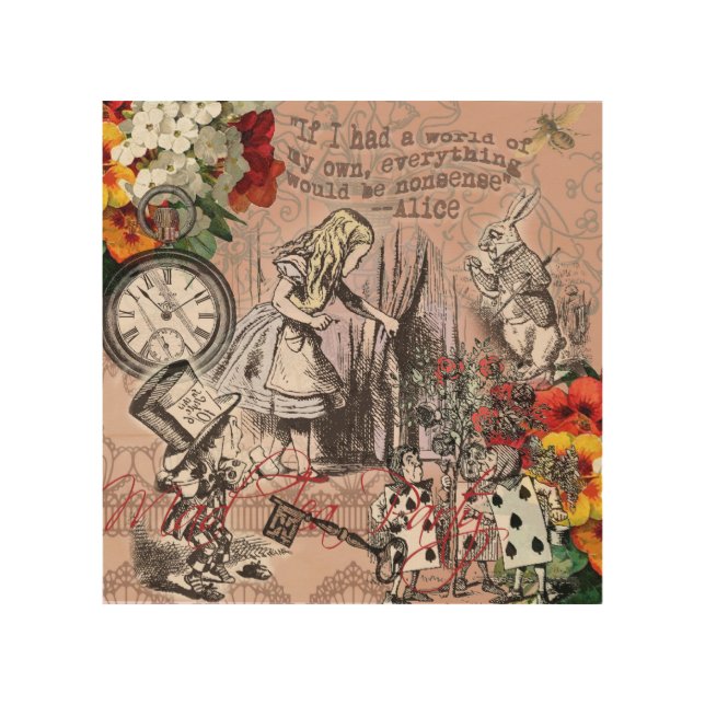 Alice nonsense curtain wonderland wood wall decor (Front)