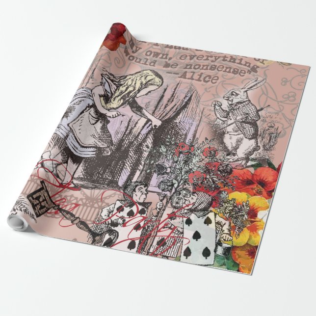 Alice nonsense curtain wonderland wrapping paper (Unrolled)