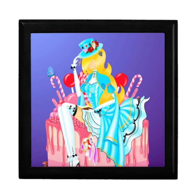 Alice on Birthday Cake & White Rabbit Gift Box (Front)
