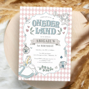 Alice Onederland First Birthday Girl Invite