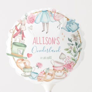 Alice, Wonderland, Latex, Balloons, Birthday, Girl, Decoration