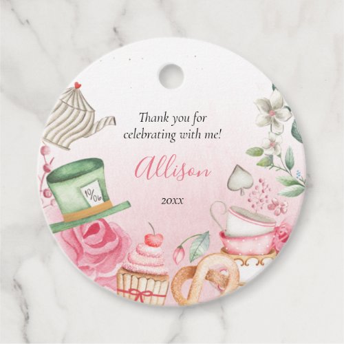 Alice Onederland Mad Tea Party Girl First Birthday Favor Tags