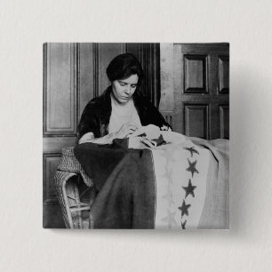 Alice Paul, Sewing Suffrage Flag, 1910s Button