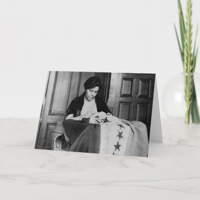 Alice Paul, Sewing Suffrage Flag, 1910s Card (Front)
