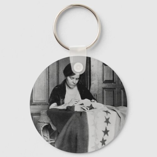 Alice Paul Sewing Suffrage Flag 1910s Keychain