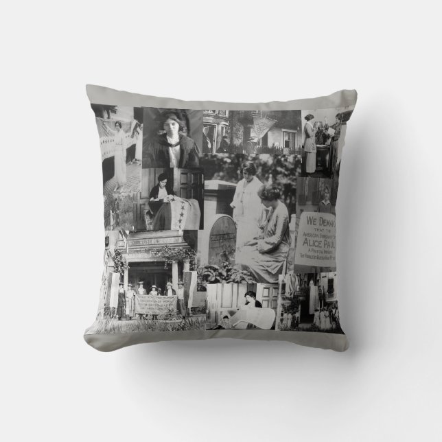 Alice Paul Suffrage Historical Photo Collage Throw Pillow (Front)