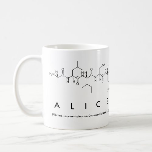 Alice peptide name mug