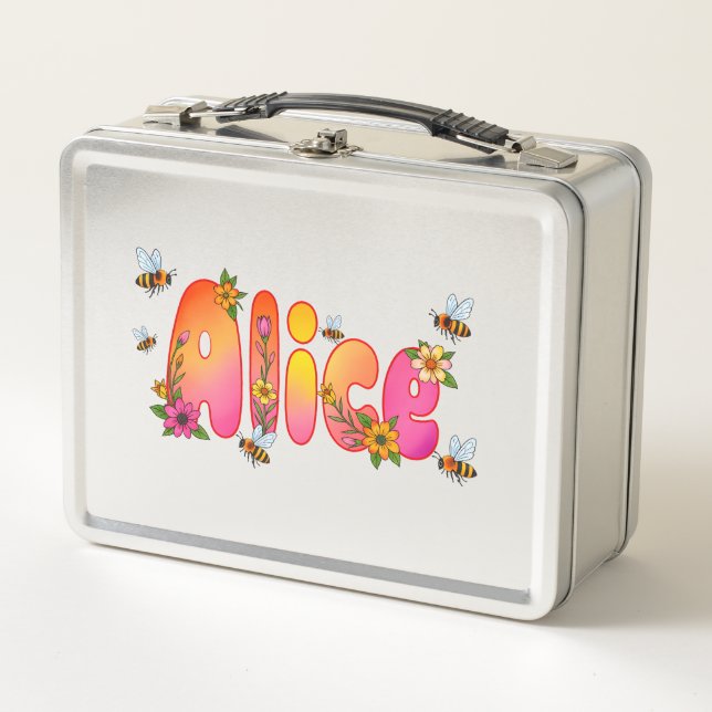 Alice - Personalized Bee Lunch Box (Front)