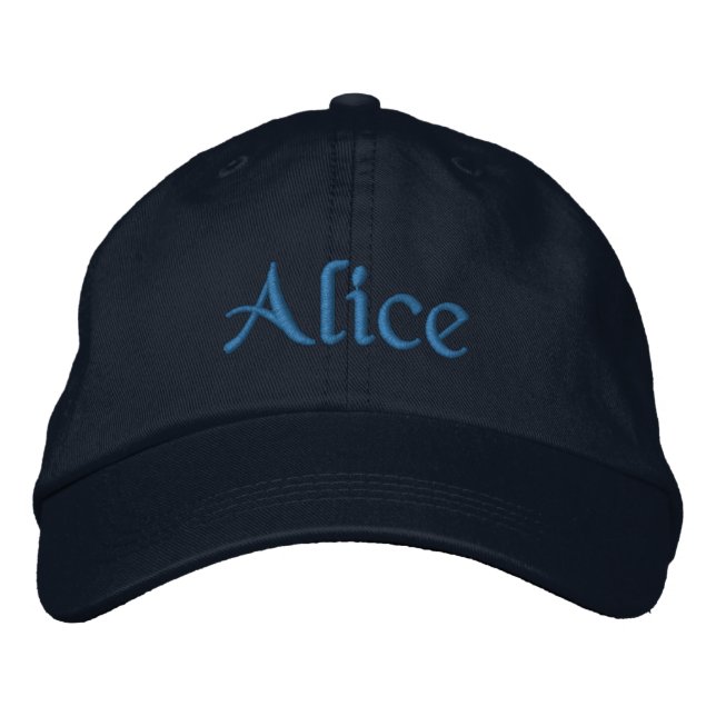 Alice Personalized Embroidered Baseball Cap Blue (Front)