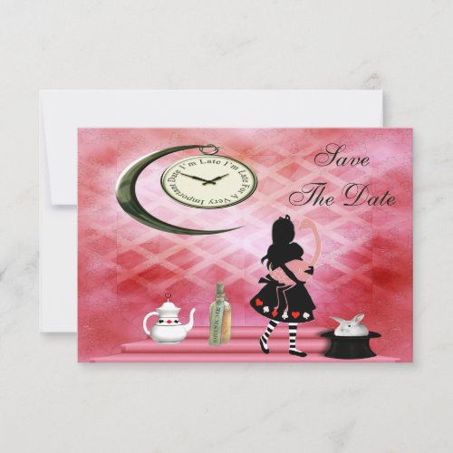 Alice  Pink Flamingo Baby Shower Save the Date