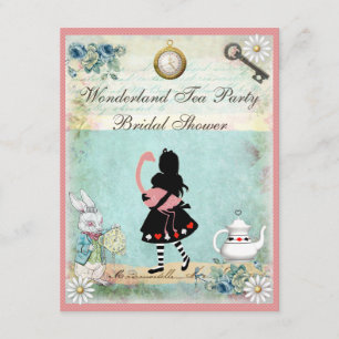 Alice & Pink Flamingo Bridal Shower Invitation