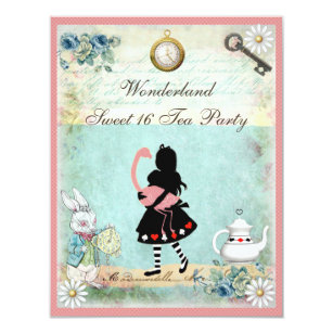 Sweet 16 Alice In Wonderland Invitations 10