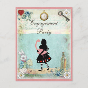 Alice & Pink Flamingo Engagement Party Invitation