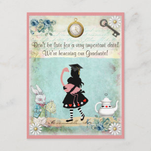 Alice & Pink Flamingo Graduation Party Invitation
