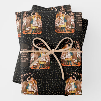 Alice Playing Cards Black Wrapping Paper Sheets