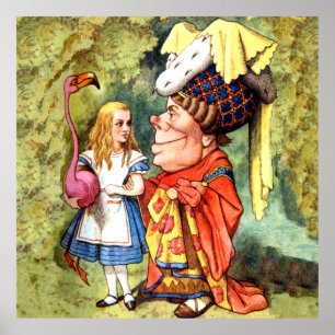 Alice Plays Flamingo Croquet with the Duchess Poster
