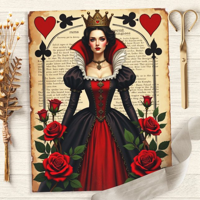 Alice Queen of Hearts Red Roses Scrapbook Paper (Creator Uploaded)