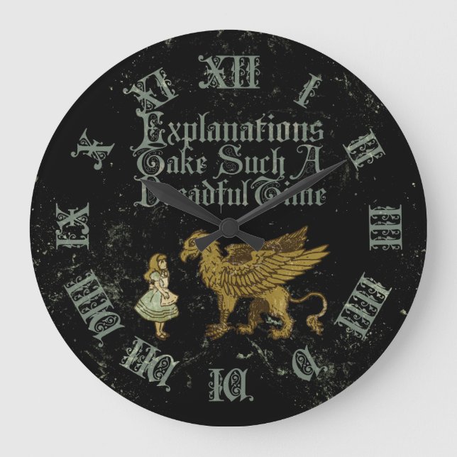 Alice Quote Explanations Large Clock (Front)