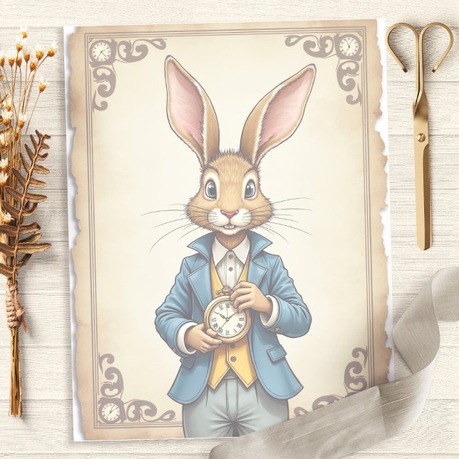 Alice Rabbit Pocket Watch Scrapbook Paper (Creator Uploaded)