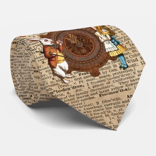 Alice  Rabbit Vintage Dictionary Art Tie