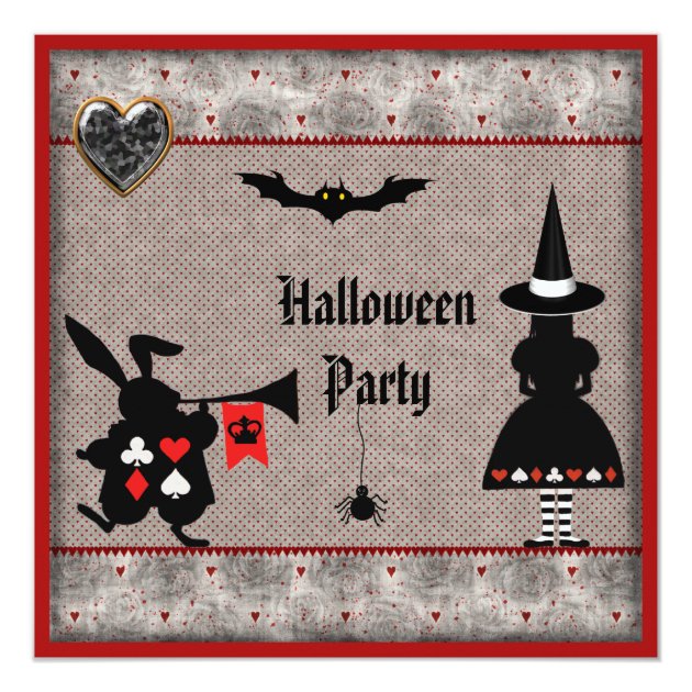 Alice & Rabbit Wonderland Halloween Party Invites
