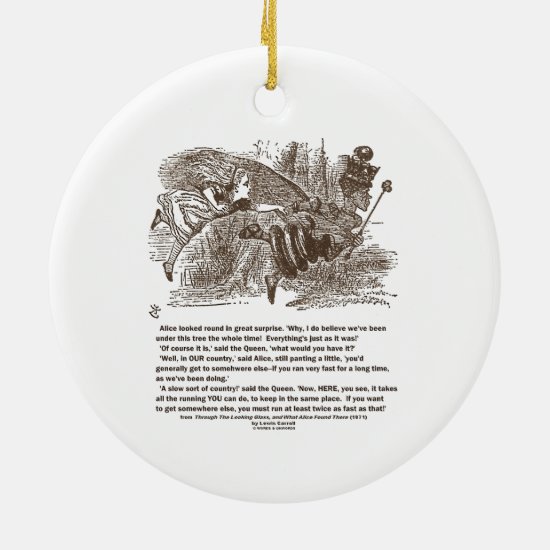 Alice Red Queen Running To Stay In Same Place Ceramic Ornament