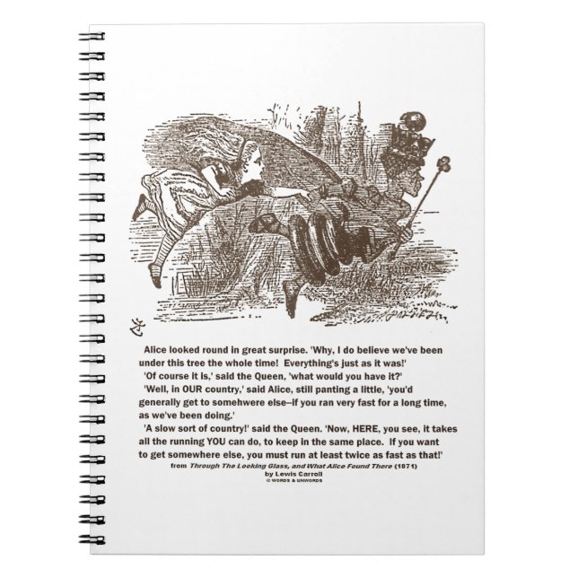 Alice Red Queen Running To Stay In Same Place Notebook (Front)