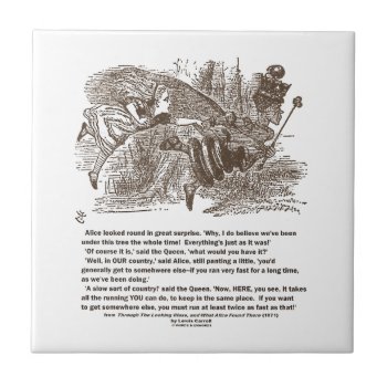 Alice Red Queen Running To Stay In Same Place Tile by wordsunwords at Zazzle