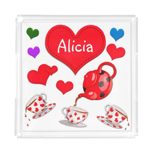Alices Tea Party Personalized  Acrylic Tray