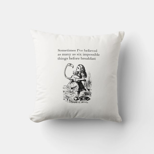 Alice, Six Impossible Things Throw Pillow (Front)