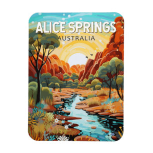 Alice Springs Australia Travel Art Vintage Magnet