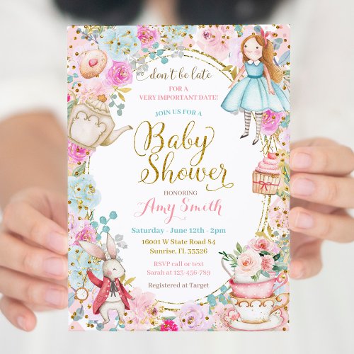 Alice Tea Party Baby Shower Invitation