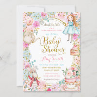 Alice Tea Party Baby Shower Invitation