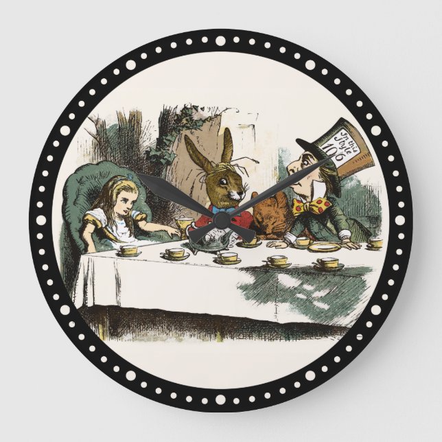 Alice Tea Party Mad Hatter  Large Clock (Front)