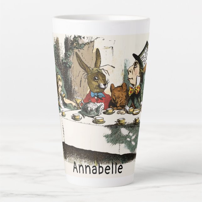 Alice Tea Party Mad Hatter Personalize Latte Mug (Front)