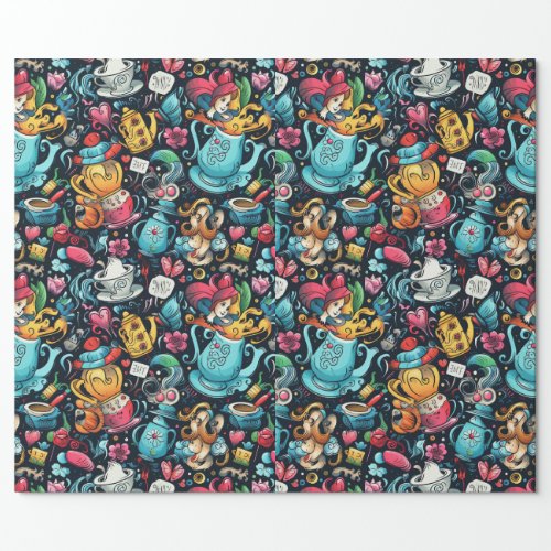 Alice Tea party Theme Wrapping Paper