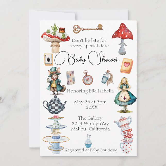 Alice Tea Party Themed Invitation (Front)