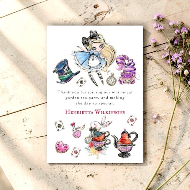 Alice Tea Party Whimsical Garden Thank You Card (Creator Uploaded)