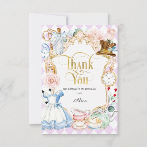 Alice tea party wonderland birthday thank you car