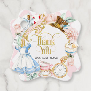 Printable Alice in Wonderland Gift Tags / Labels . 5 Sets of