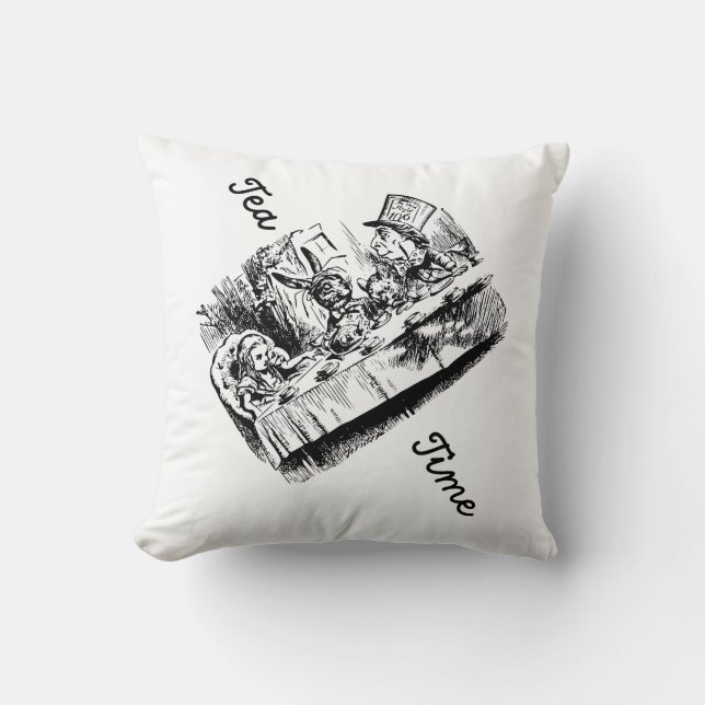 Alice Tea Time Throw Pillow (Front)