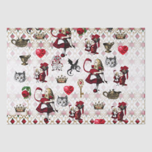Alice, tenniel, black and red queen of hearts tissue paper