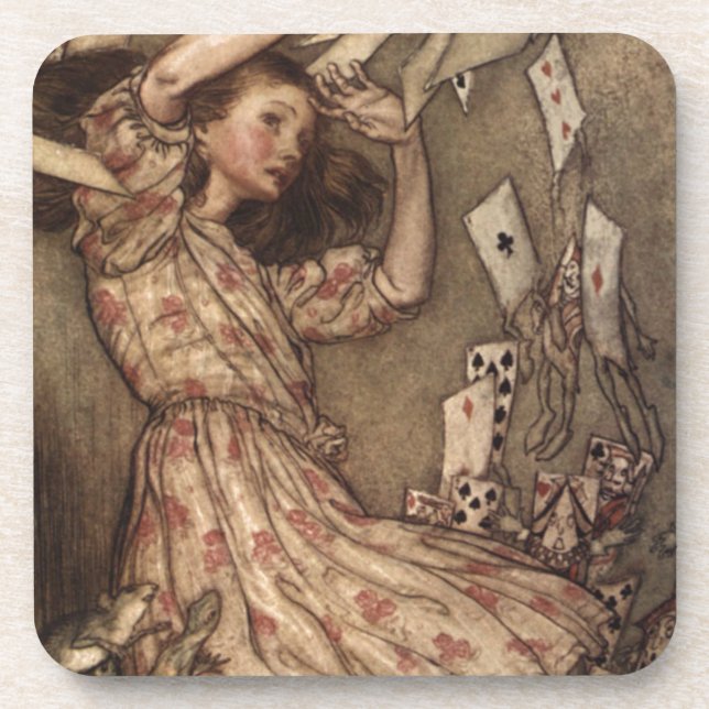 Alice & the Cards by Arthur Rackham Beverage Coaster (Front)