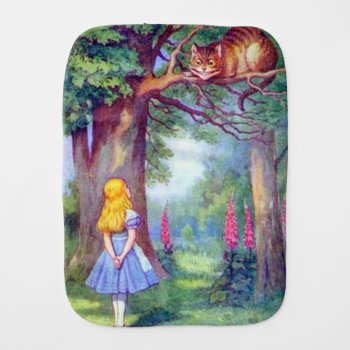 Alice & The Cheshire Cat Burp Cloth by APlaceForAlice at Zazzle